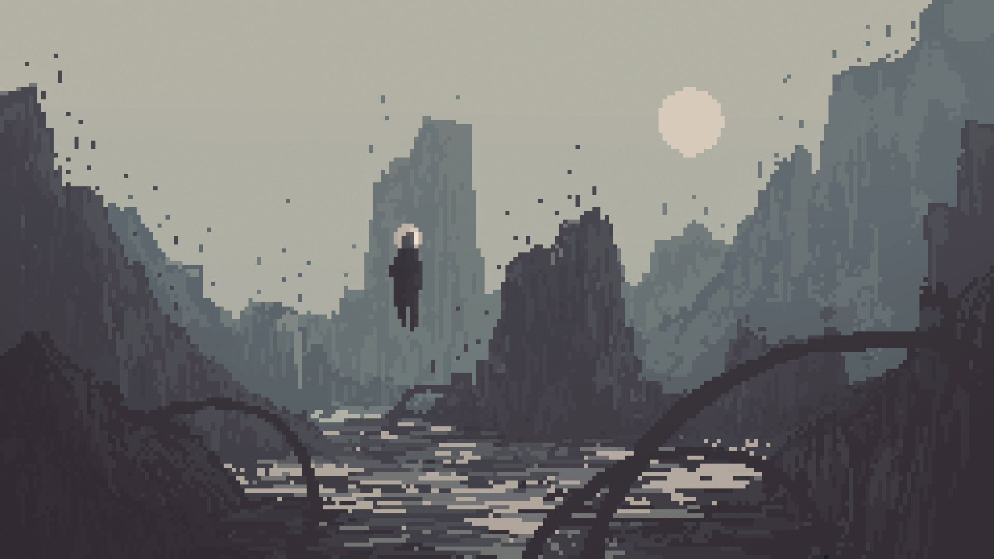 Landscape in Pixel Art Style